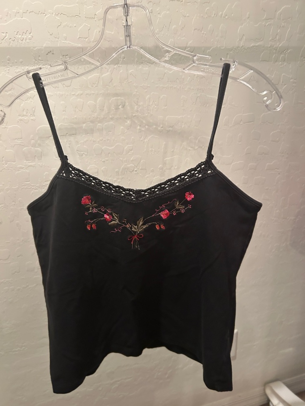 St. John's Bay Black Cami with Pink Floral Embroidery - Picture 13 of 16